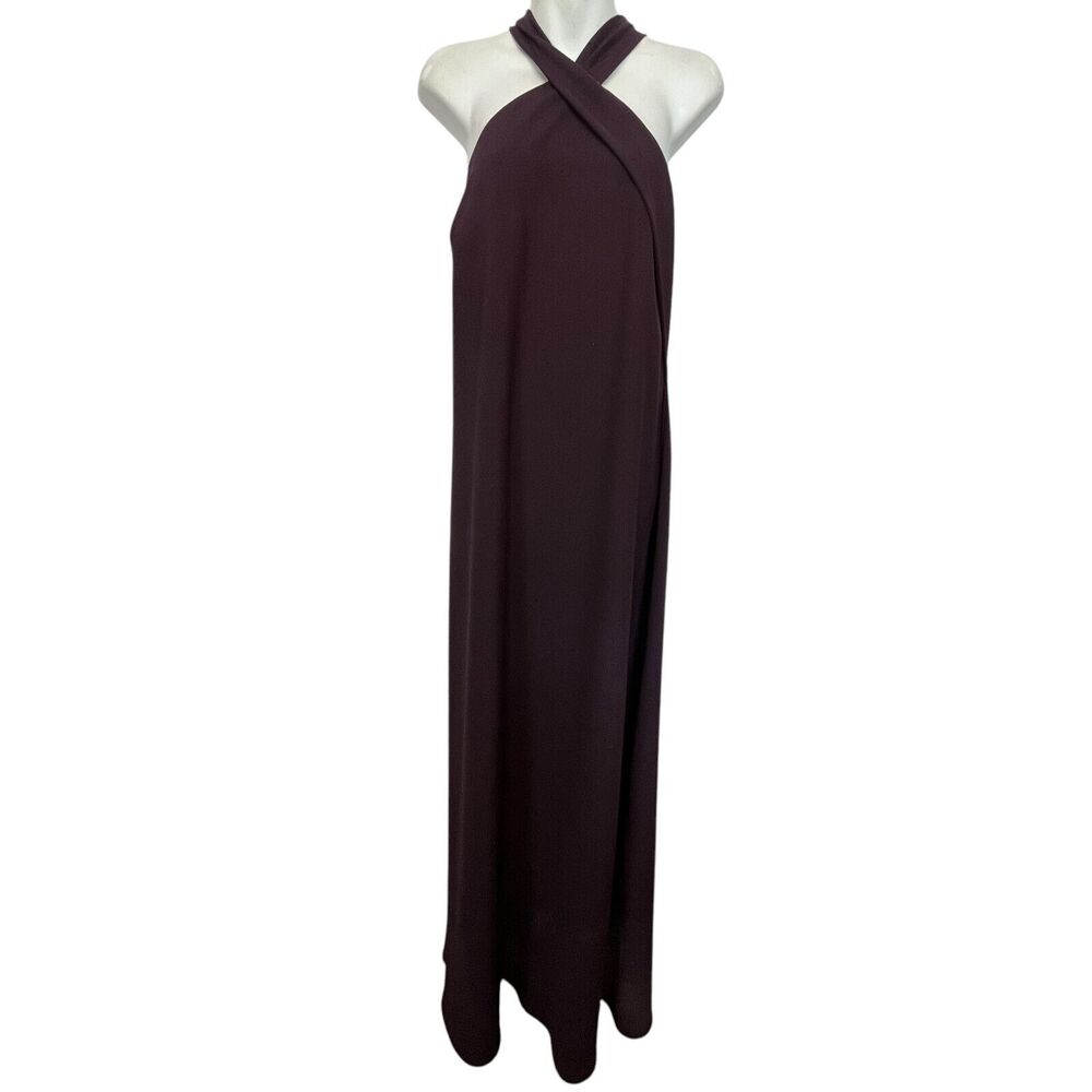 Bari Jay Maternity 1903-M Plum Long Bridesmaids Dress Y Halter Neck NWT sz 18